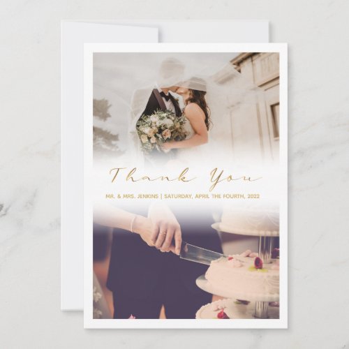 Your wedding photo faded effect thank you card