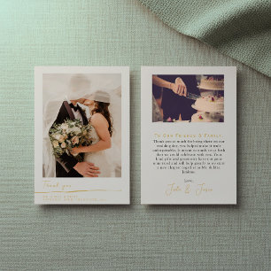 Your wedding photo gold script thank you card