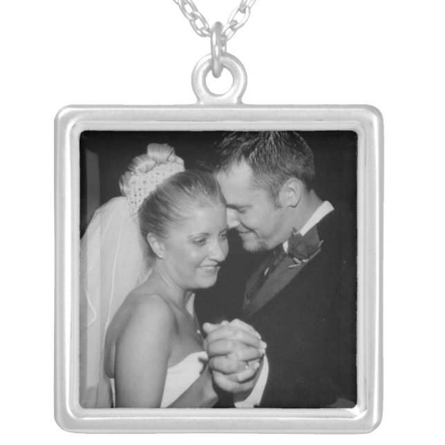 Your Wedding Photo Sterling Silver Necklace (Front)