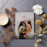 Your wedding photo, thank you card<br><div class="desc">Modern wedding thank you card template with the option to add your own photo. The card says "Thank you" written in an elegant white script over a dark gradient making the script stand out.  You have the option to change the message and names.</div>
