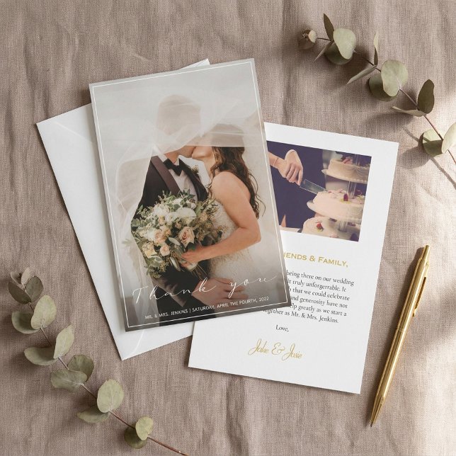 Your wedding photo, thank you card, thin border card (Your wedding photo, thank you card, thin border.)