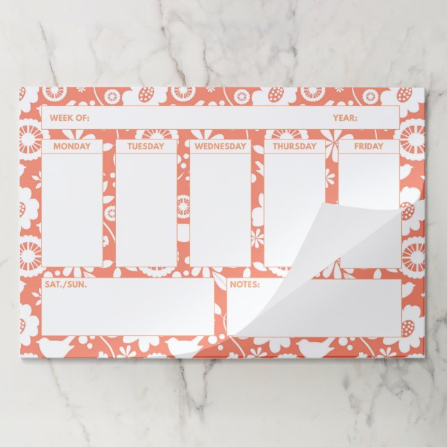 Your Weekly Calendar: Cute Orange Pattern Paper Pad (Folded)