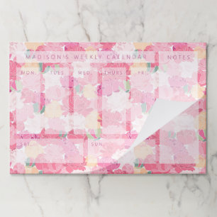 Your Weekly Calendar: Pink Peony Pattern Paper Pad
