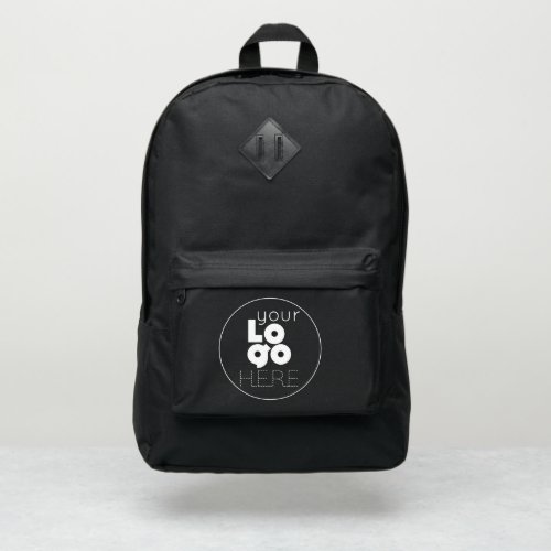 Your White Business Logo on Classic Black Backpack