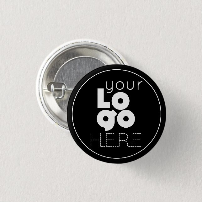 your white business logo on simple black pinback button (Front & Back)