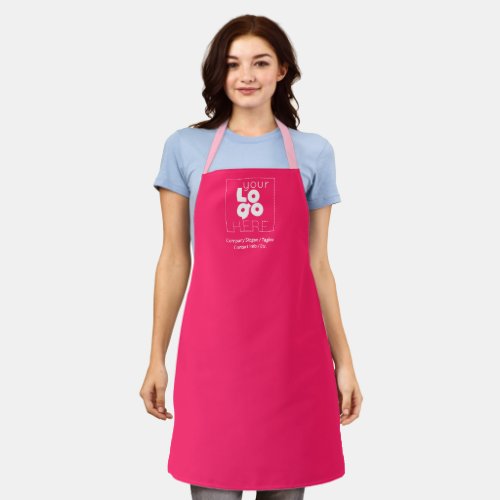 Your White Logo on Neon Hot Pink Staff Uniform Apron