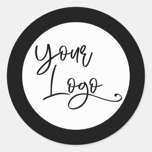 Your White Logo on Simple Black Classic Round Sticker