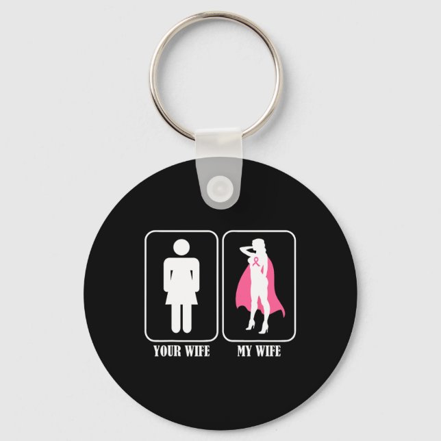 Your Wife My Wife Husnd Breast Cancer Awareness  Keychain (Front)