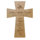 Your Wings 12" x 17" Maple Memorial Wall Cross (Front)