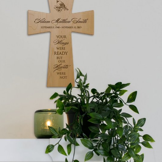 Your Wings 12" x 17" Maple Memorial Wall Cross (Front)