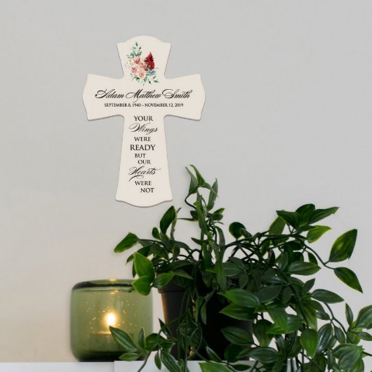 Your Wings 8.5x11 Red Cardinal Memorial Wall Cross (Front)