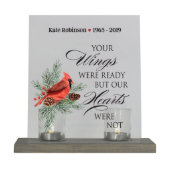 Your Wings Cardinal-Themed Memorial Candle Holder (Front)
