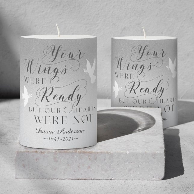 Your Wings Were Ready Memorial Keepsake Dove Pilla Pillar Candle (Creator Uploaded)