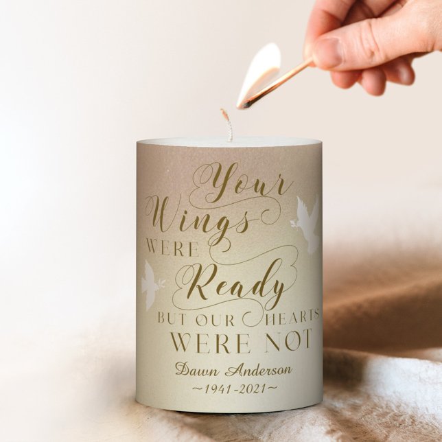 Your Wings Were Ready Memorial Keepsake Dove Pillar Candle (Creator Uploaded)