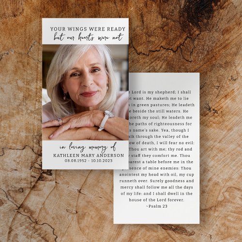 Your Wings Were Ready Memorial Prayer Card