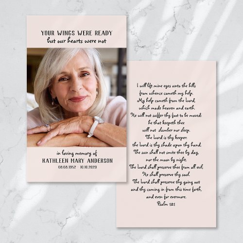 Your Wings Were Ready Memorial Prayer Card