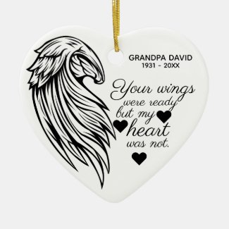 Your Wings Were Ready Personalized Photo Memorial Ceramic Ornament