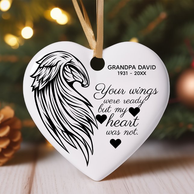 Your Wings Were Ready Personalized Photo Memorial Ceramic Ornament (Creator Uploaded)