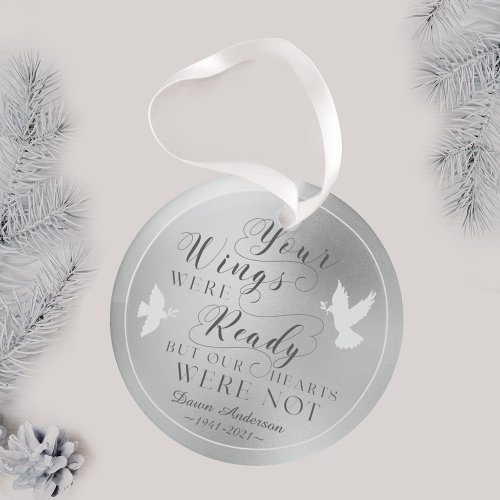 Your Wings Were Ready Photo Memorial Keepsake Dove Glass Ornament