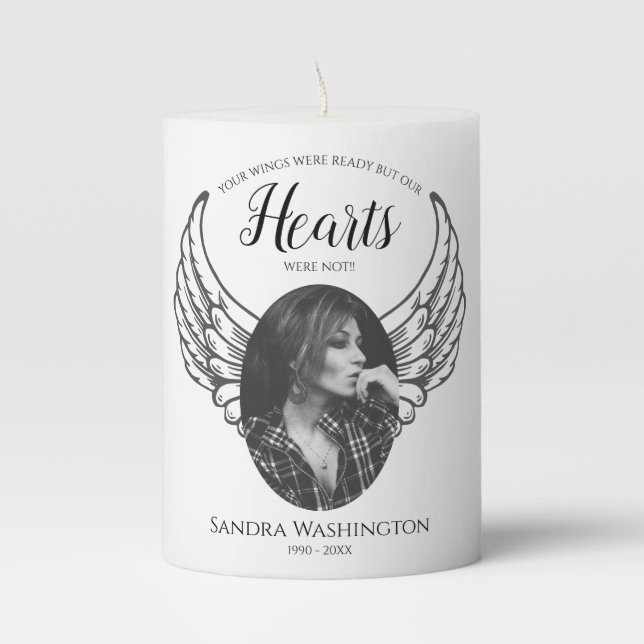 Your Wings Were Ready  | Photo Memorial Pillar Candle (Front)