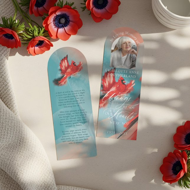 Your Wings Were Ready Red Cardinal Memorial Photo  Bookmarks (Your Wings Were Ready Red Cardinal Memorial Photo Bookmarks)