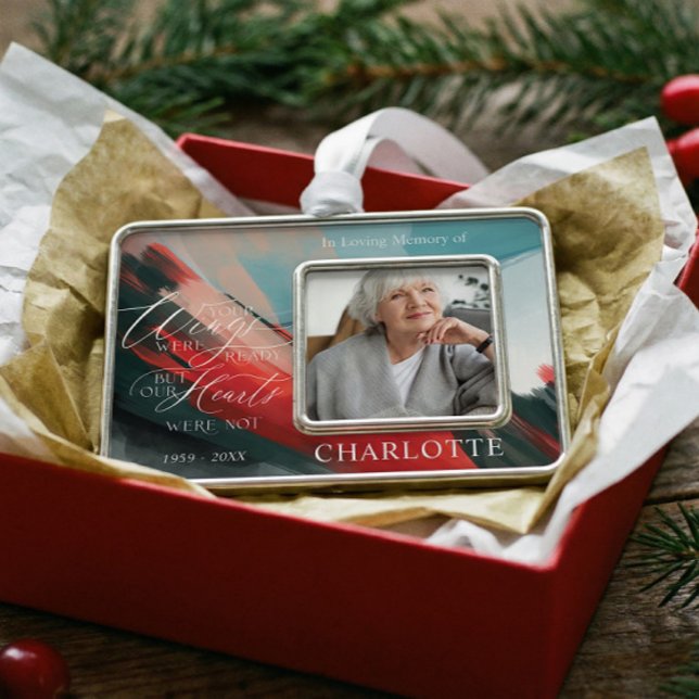 Your Wings Were Ready Red Cardinal Memorial Photo  Christmas Ornament (Your Wings Were Ready Red Cardinal Memorial Photo Christmas Ornament)