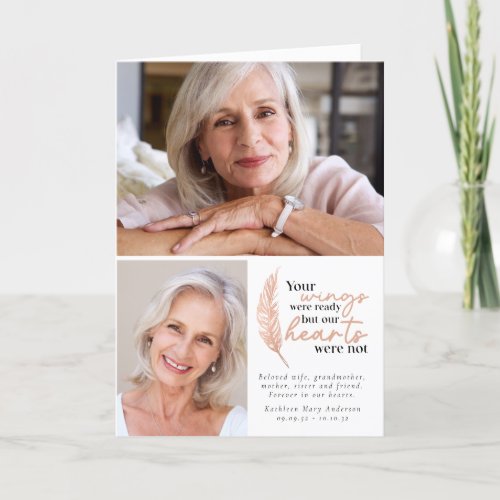 Your Wings Were Ready Rose Gold Sympathy Photos Thank You Card