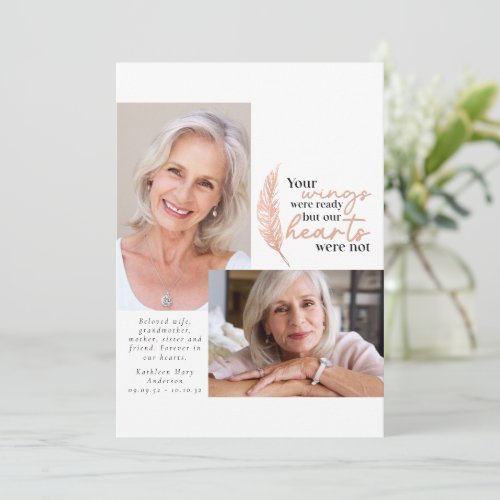 Your Wings Were Ready Rose Gold Sympathy Photos Thank You Card