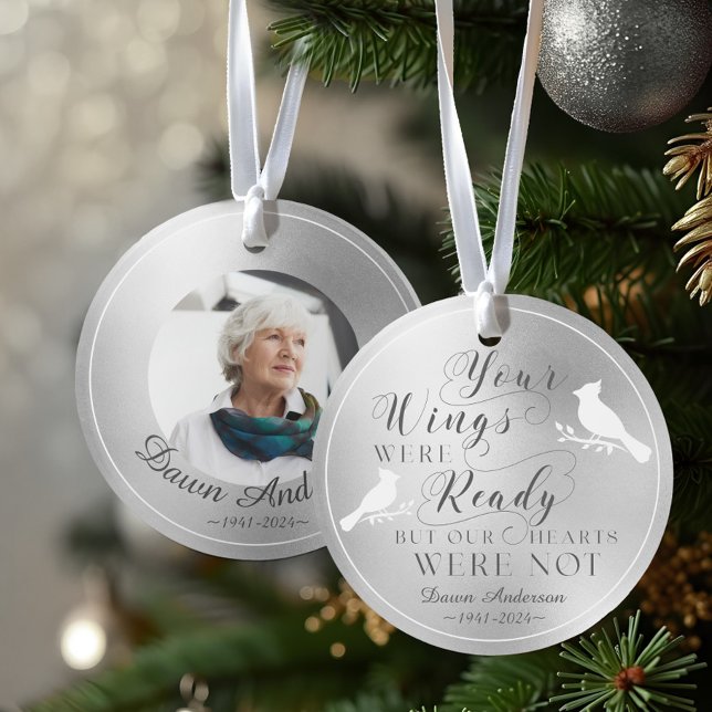 Your Wings Were Ready Silver Memorial Cardinal Ornament (Your Wings Were Ready Silver Memorial Cardinal Ornament)