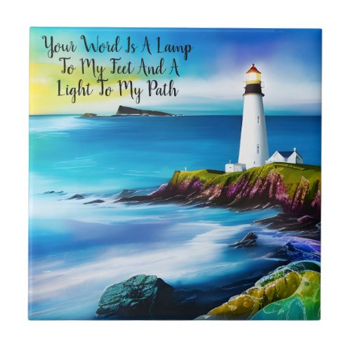 Your Word is a Lamp Psalm 119105 Bible Quote  Ceramic Tile