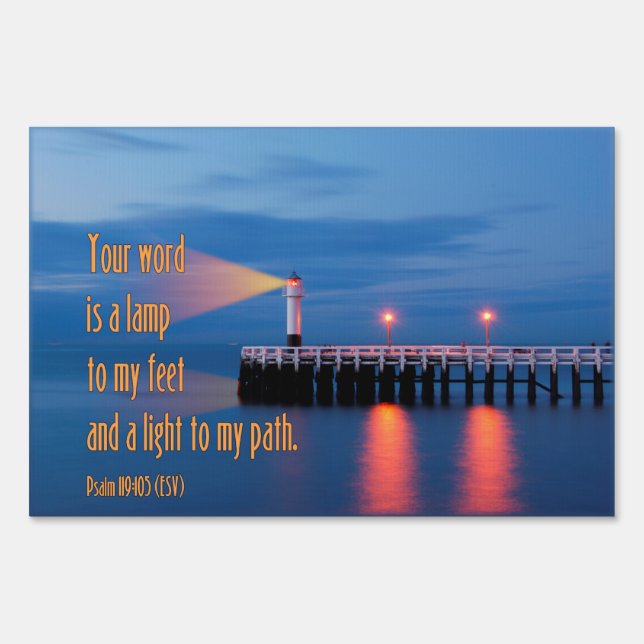 Your Word Is a Light Psalm 119:105 Bible Verse Yard Sign (Back)