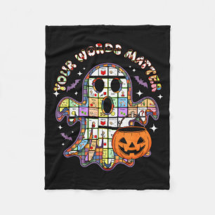 Your Word Slp Speech Therapy Aac Ghost Halloween Fleece Blanket