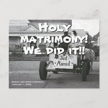 Your Words And Photo Funny Elopement Announcement Postcard by stuffyoumake at Zazzle