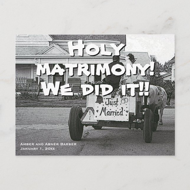 Your Words and Photo Funny Elopement Announcement Postcard (Front)