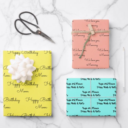 Your Words for Mom on her Birthday Gift Wrapping Paper Sheets