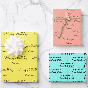 Your Words for Mom on her Birthday Gift Wrapping Paper Sheets