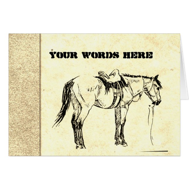 Your Words on Hand Made Paper with Horse Woodcuts (Front Horizontal)