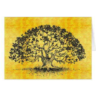 Your Words on Oak Tree Woodcut Cards