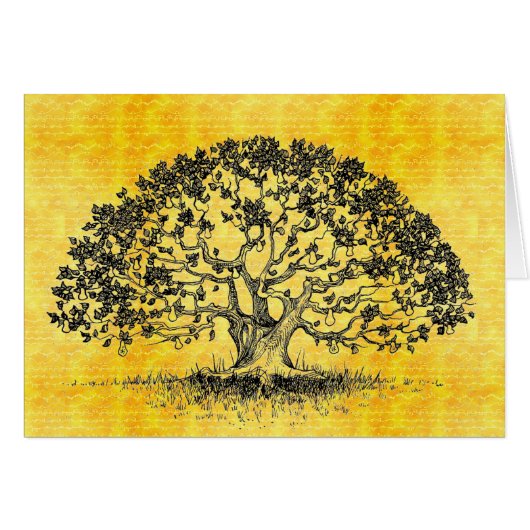 Your Words on Oak Tree Woodcut Cards (Front Horizontal)