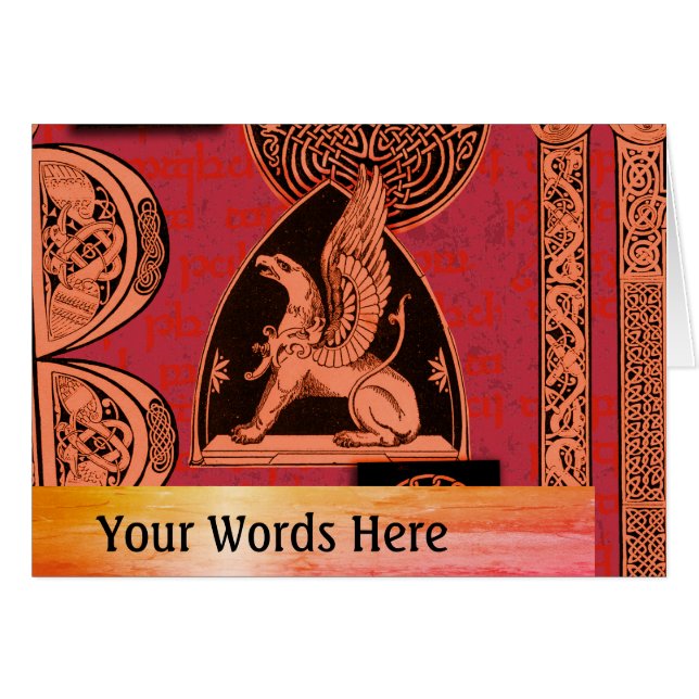 Your Words with Celtic Gryphon Cards (Front Horizontal)
