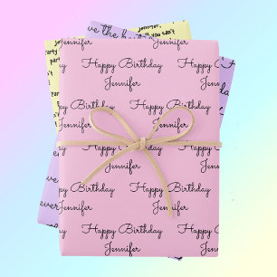 Your Words with Her Name Birthday Gift Wrapping Pa Paper Sheets