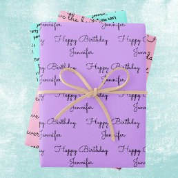 Your Words with Her Name Birthday Gift Wrapping Paper Sheets