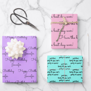 Elephants Personalised Birthday Gift Wrapping Paper 3 Designs ADD NAME