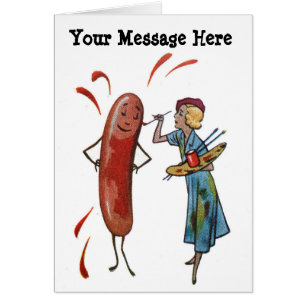 Your Words with Hot Dog Painting Woman Cards
