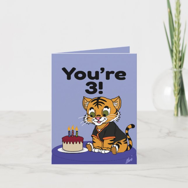 You're 3 Tiger Cub Happy Birthday Card (Front)