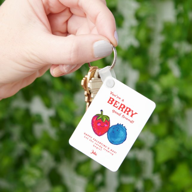 You're a Berry Good Friend Sweet Valentines Photo Keychain (Hand)