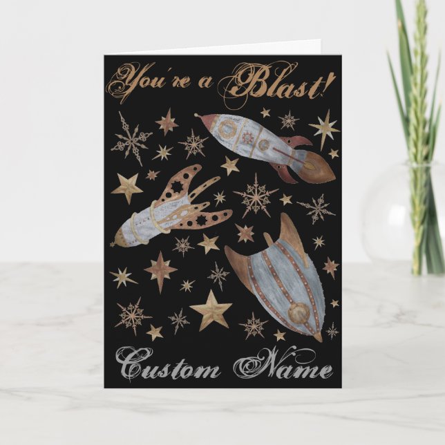 You're a Blast - Custom Steampunk Holiday Card (Front)