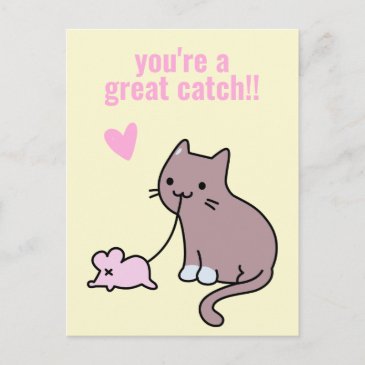 You're a Great Catch! Cute Cat Classroom Valentine
