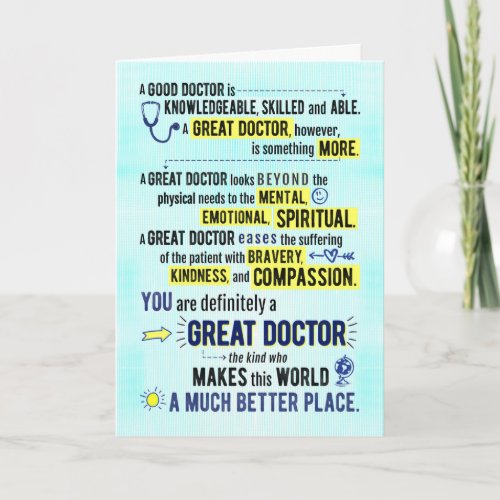Youre a Great Doctor Making World a Better Place Card