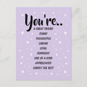 You're A Great Friend Funny Thoughtful Caring Postcard